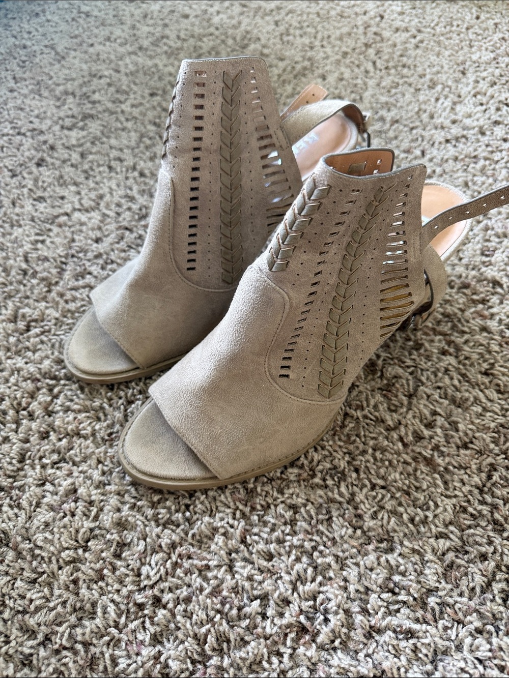 Report Taupe Suede Open-Toe Slingback Mules
